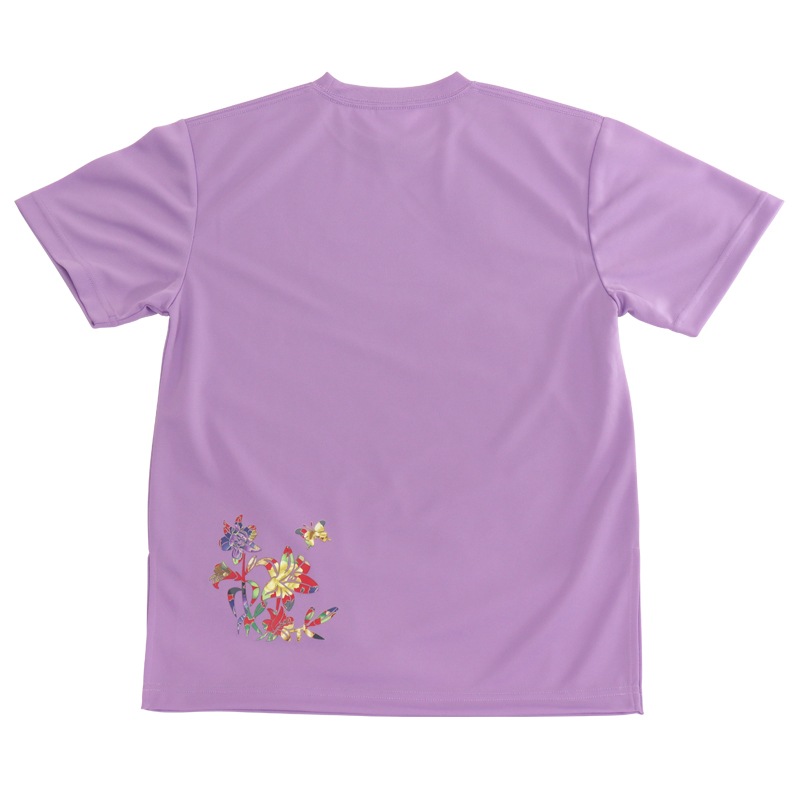 ＊＊吸汗ドライTシャツ 百合と蝶【半袖・プリント】