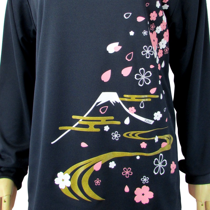＊＊吸汗ドライTシャツ 和柄(桜)【長袖・プリント】