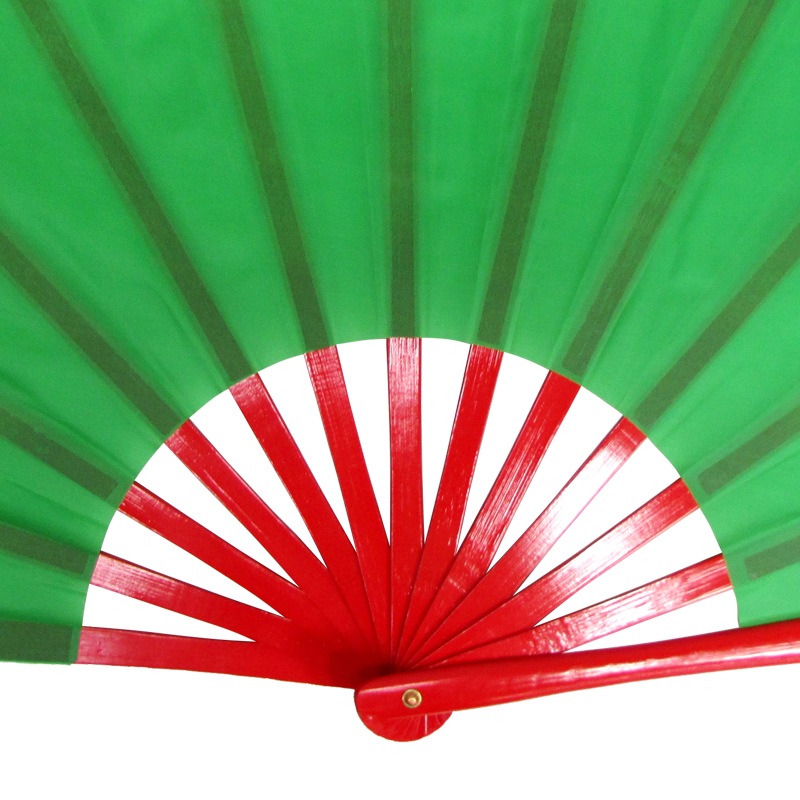 【中国製扇】緑無地(緑×赤骨)