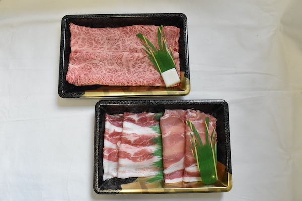 【肉のカジ】すき焼きセット ●A5ランク●常陸牛肩ロース１８０ｇ＋美明豚２００ｇ（ロース１００ｇばら１００ｇ）