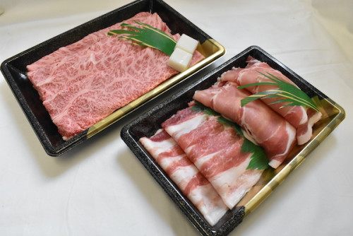 【肉のカジ】しゃぶしゃぶセット ●A5ランク●常陸牛肩ロース３６０ｇ＋美明豚４００ｇ（ロース２００ｇばら２００ｇ）