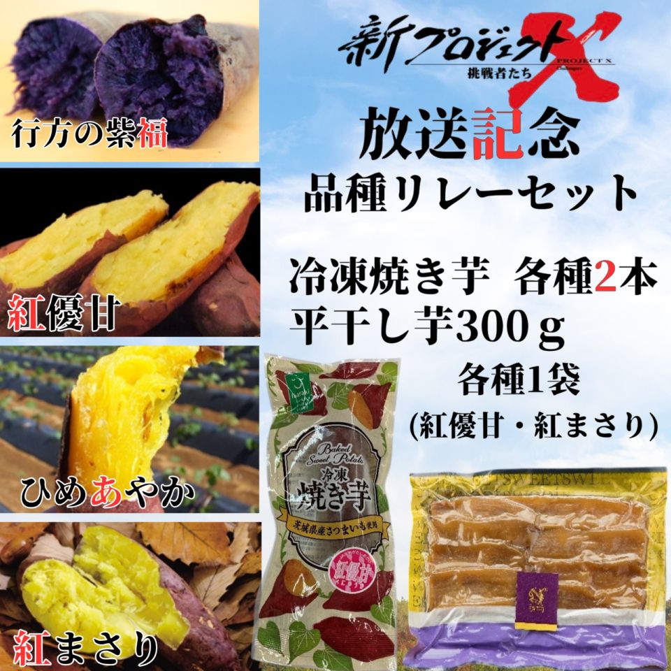 【新プロジェクトX放送記念】【★期間限定・特価価格★】JAなめがたしおさい「品種リレー」セット（冷凍焼き芋4種×2本・平干し芋300ｇ各種1袋セット）