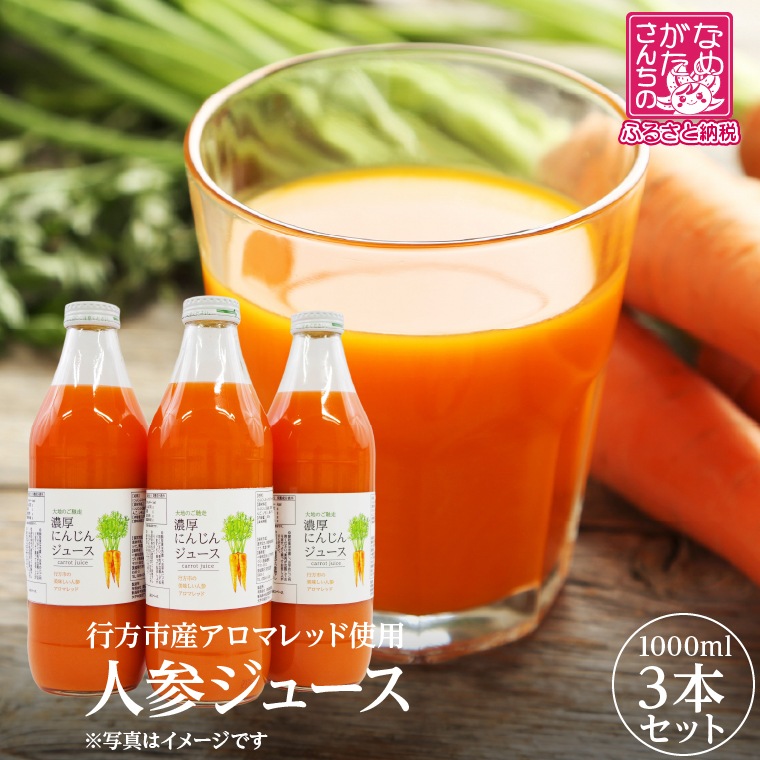 濃厚にんじんジュース　３本セット　～行方市産アロマレッド～