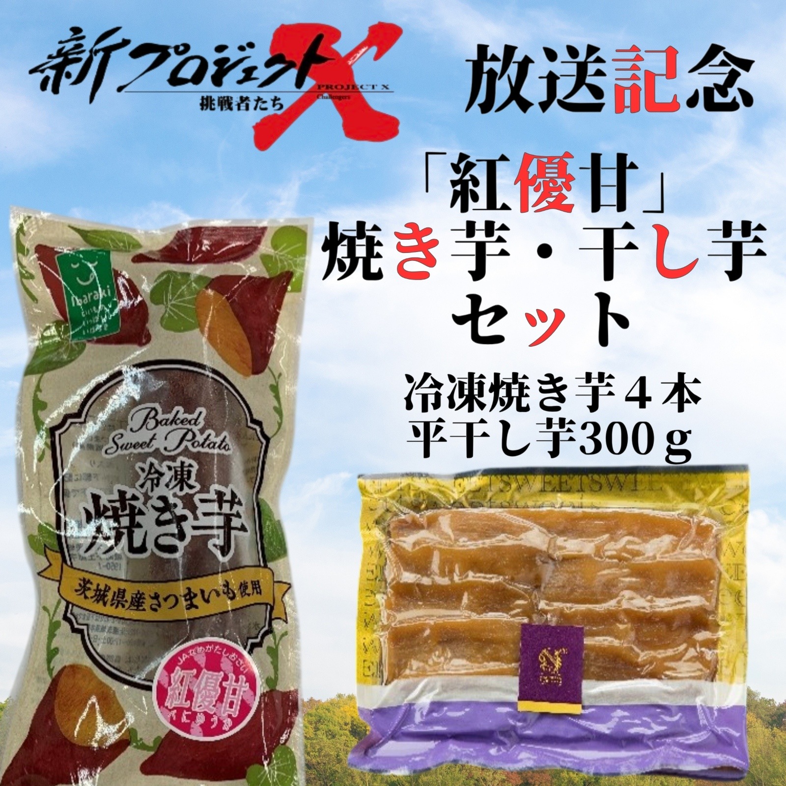 【新プロジェクトX放送記念】【★期間限定・特別価格★】「紅優甘」焼き芋・干し芋セット(冷凍焼き芋4本・平干し芋300gセット)