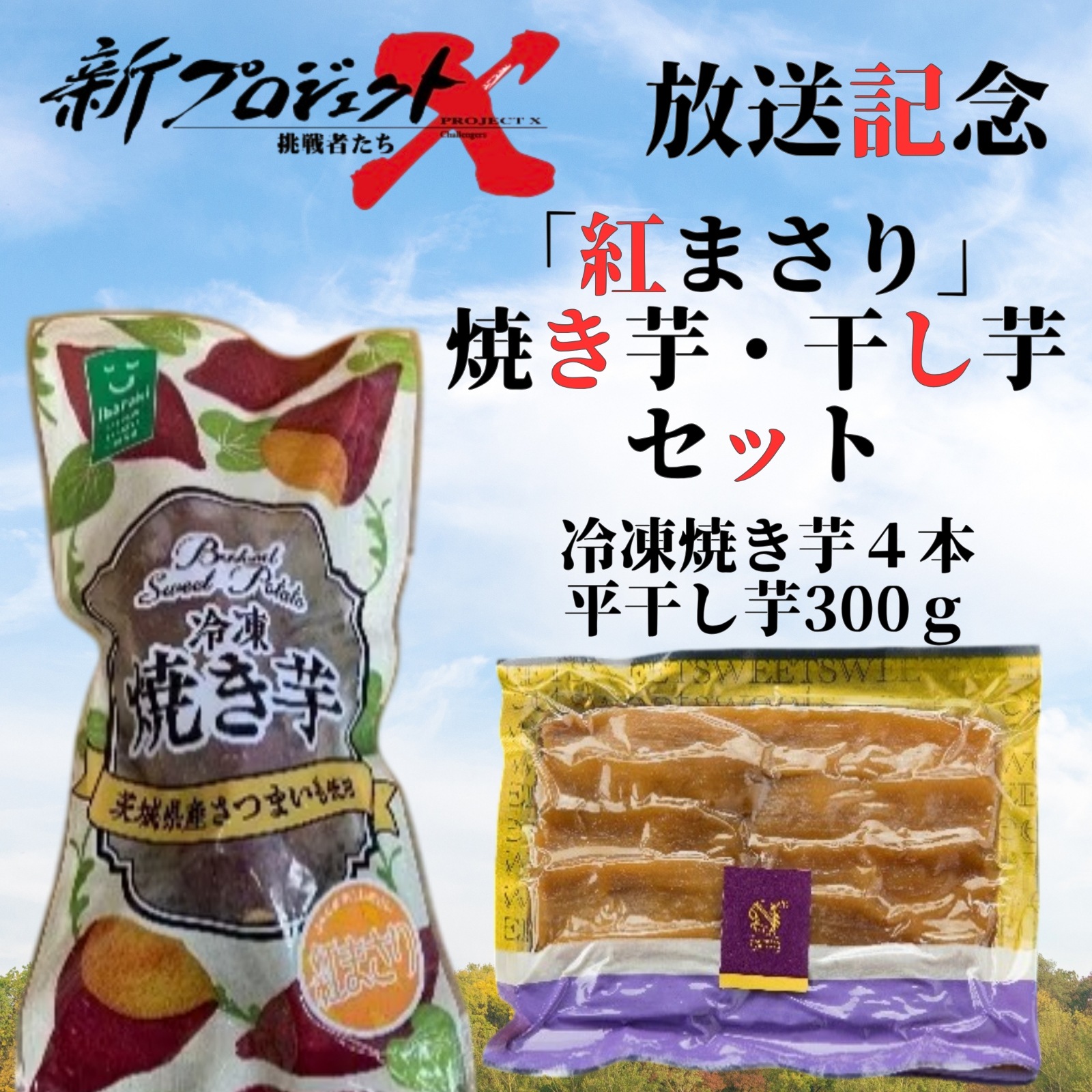 【新プロジェクトX放送記念】【★期間限定・特別価格★】「紅まさり」焼き芋・干し芋セット（冷凍焼き芋４本・平干し芋300ｇセット）