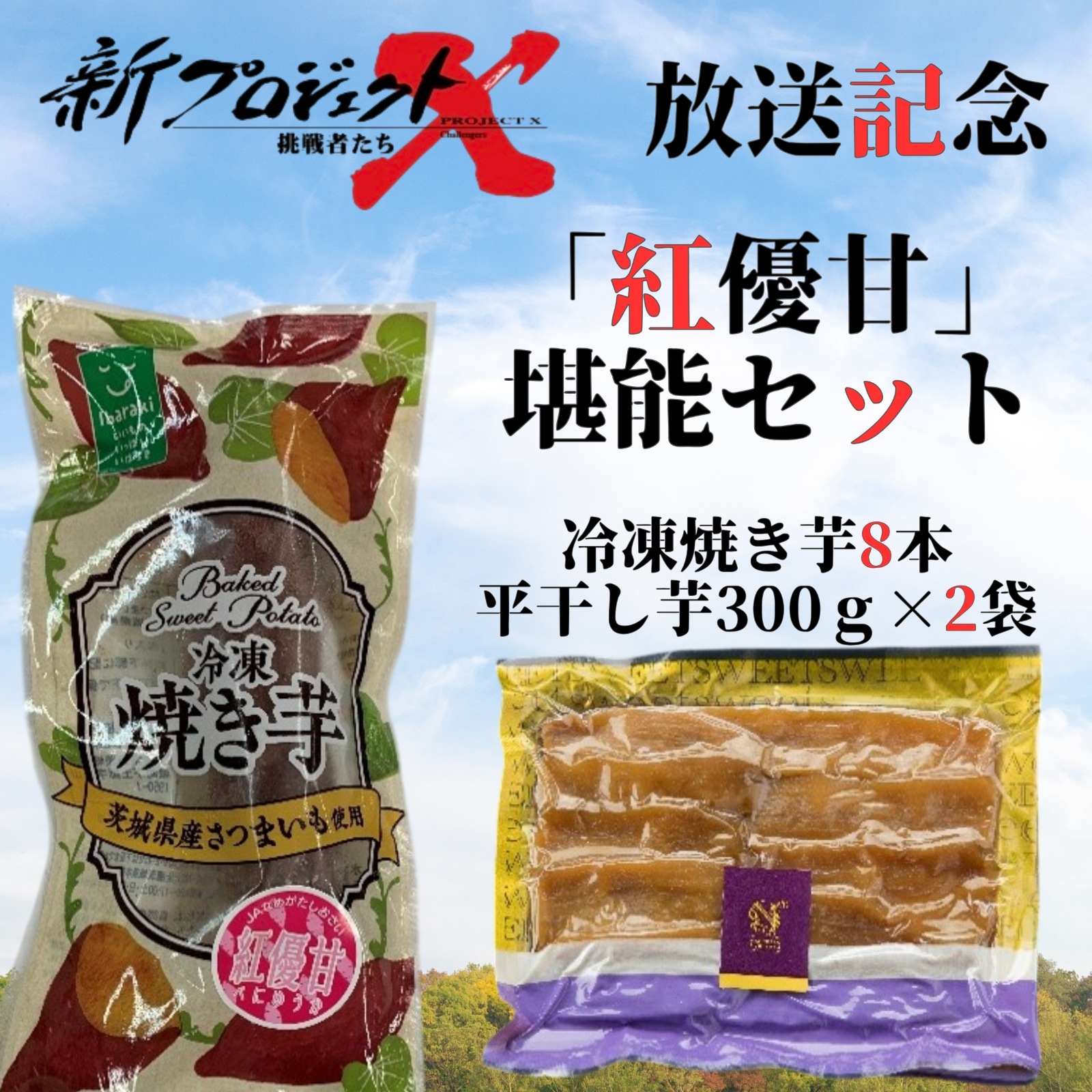 【新プロジェクトX放送記念】【★期間限定・特別価格★】「紅優甘」堪能セット(冷凍焼き芋8本・平干し芋300g×2袋セット)