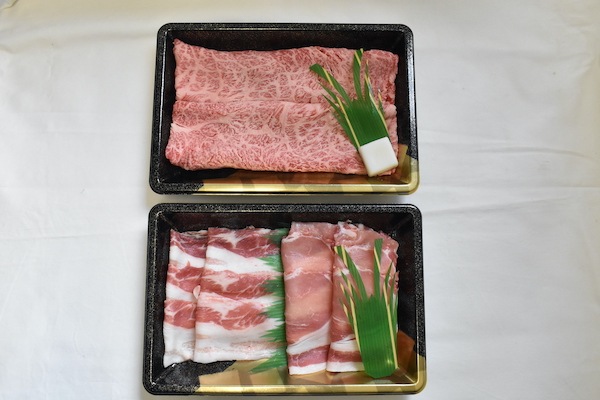 【肉のカジ】しゃぶしゃぶセット ●A5ランク●常陸牛肩ロース１８０ｇ＋美明豚２００ｇ（ロース１００ｇばら１００ｇ）