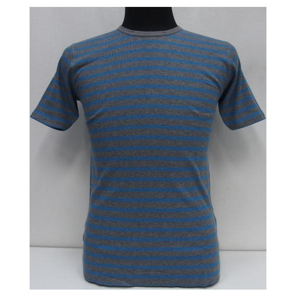 GICIPI(������)[301 Waffle Giro Collo RS/Short Sleeve/Gray��Blue/Made in Italy]