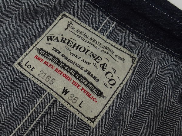 WAREHOUSE(�������ϥ���) [Lot.2165 INDIGO HERRINGBONE COVERALL WITH CHINSTRAP/ONE WASH]