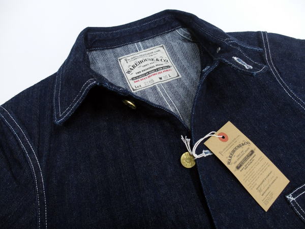 WAREHOUSE(�������ϥ���) [Lot.2165 INDIGO HERRINGBONE COVERALL WITH CHINSTRAP/ONE WASH]