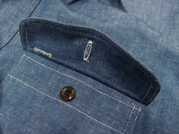 WAREHOUSE(�������ϥ���) [Lot.3036 CHAMBRAY SHIRTS WITH ELBOW PATCH/Chambray Sax]