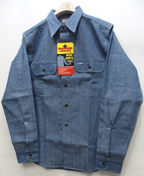 WAREHOUSE(�������ϥ���) [Lot.3036 CHAMBRAY SHIRTS WITH ELBOW PATCH/Chambray Sax]