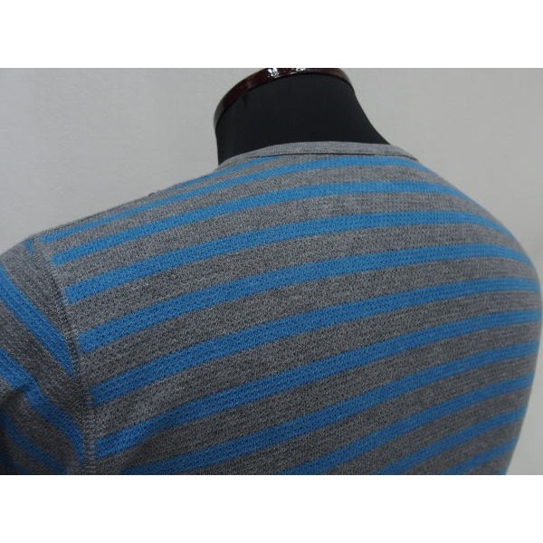GICIPI(������)[301 Waffle Giro Collo RS/Short Sleeve/Gray��Blue/Made in Italy]