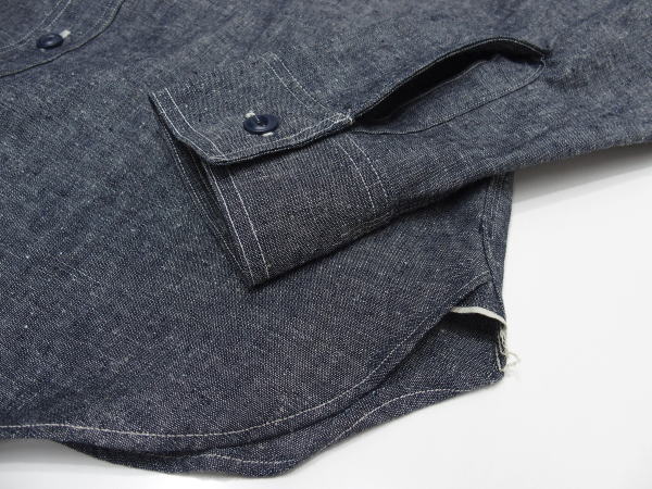 WAREHOUSE(�������ϥ���) [Lot.3023 CHAMBRAY SHIRTS WITH CHINSTRAP/Navy]