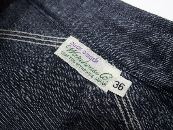 WAREHOUSE(�������ϥ���) [Lot.3023 CHAMBRAY SHIRTS WITH CHINSTRAP/Navy]
