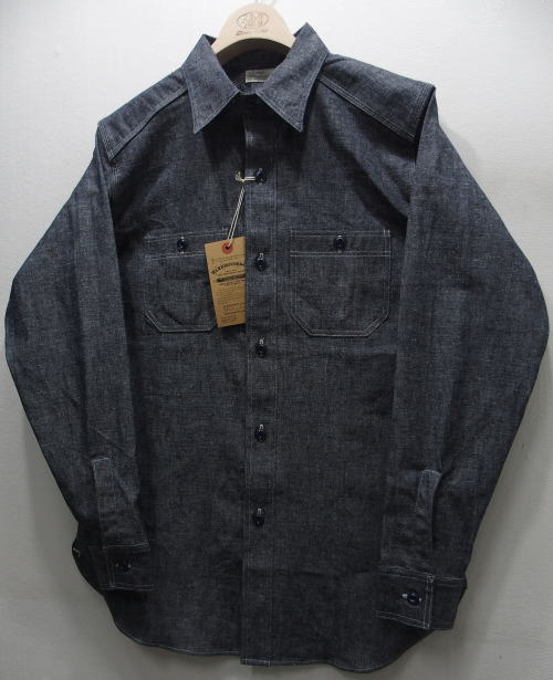 WAREHOUSE(�������ϥ���) [Lot.3023 CHAMBRAY SHIRTS WITH CHINSTRAP/Navy]