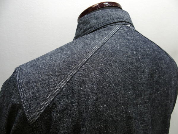 WAREHOUSE(�������ϥ���) [Lot.3023 CHAMBRAY SHIRTS WITH CHINSTRAP/Navy]