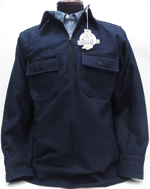 John Gluckow(����� ����å���)by WAREHOUSE [Lot.JG-39 C.P.O.Half-Zip Shirt/Navy]