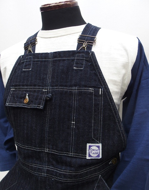 John Gluckow(����� ����å���)by WAREHOUSE [JG-41 Strongarm Reinforced Overalls/Stripe Denim]