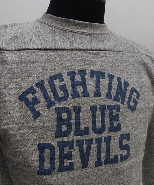 WAREHOUSE(�������ϥ���)[Lot.4063 3/4 Sleeve Football Tee/BLUE DEVILS-Heather Gray]