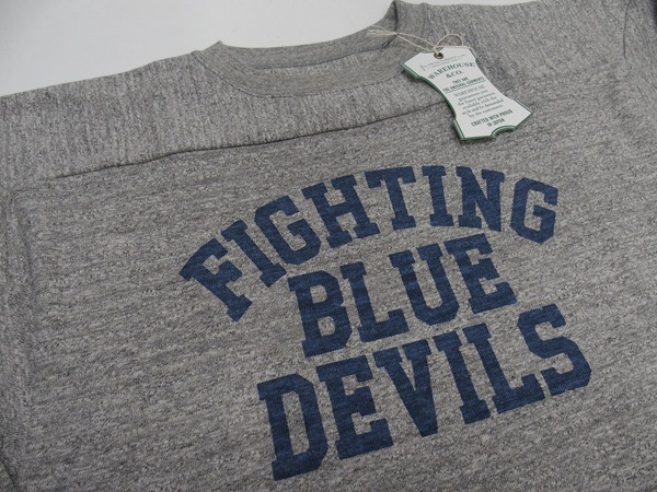 WAREHOUSE(�������ϥ���)[Lot.4063 3/4 Sleeve Football Tee/BLUE DEVILS-Heather Gray]