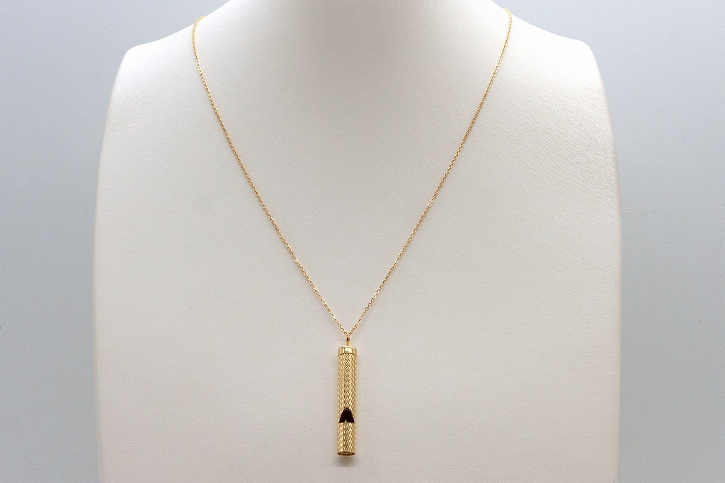 宝石K18 ホイッスルペンダント (チェーン付：小豆0.28φ45cmスライド 