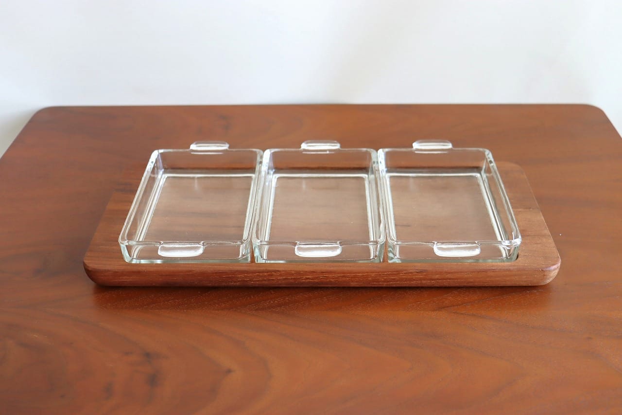 ガラス&ウッドトレー