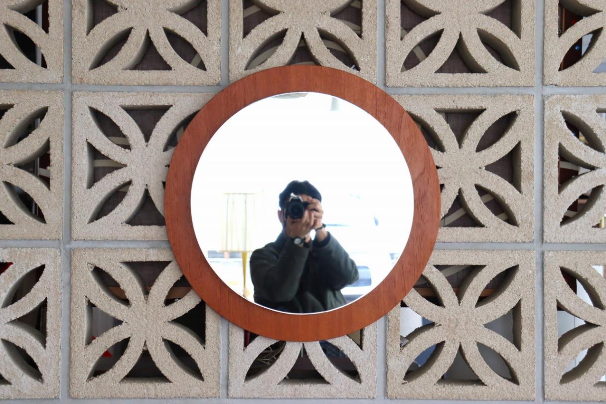 ウッドフレームラウンドミラー