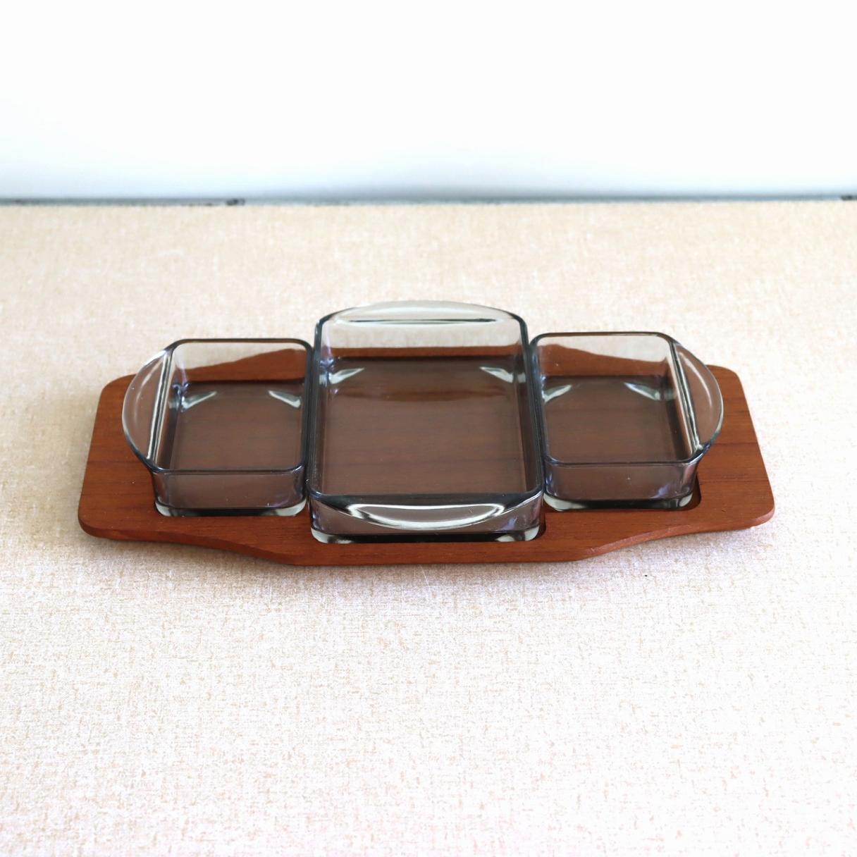 ガラス&ウッドトレー