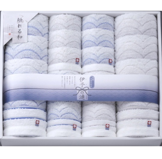 今治タオル　タオルギフトセット　<b>30%OFF</b>　送料無料<br>＜伊予の漣(さざなみ)＞バスタオル2枚/フェイスタオル2枚/ウォッシュタオル2枚