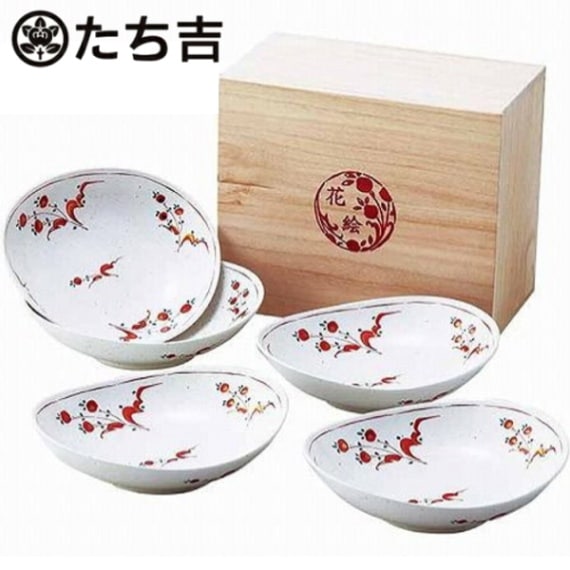 たち吉<b>【送料無料】</b><BR>花絵 だ円煮物鉢