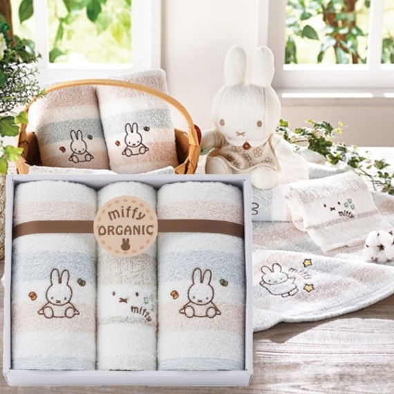 Miffy-ミッフィー-<br>オーガニック・フェイスタオル 2枚 ウォッシュタオル 1枚セット