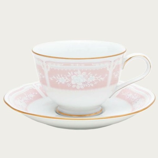 ノリタケ・レースウッドゴールド カップ&ソーサー1客(ピンク)