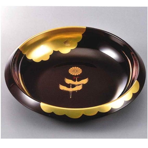 7,5寸　菓子器　溜金雲昇鶴　菊紋入<br>送料無料