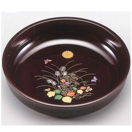 溜さがの　8寸　菓子鉢　菊紋入<br>送料無料