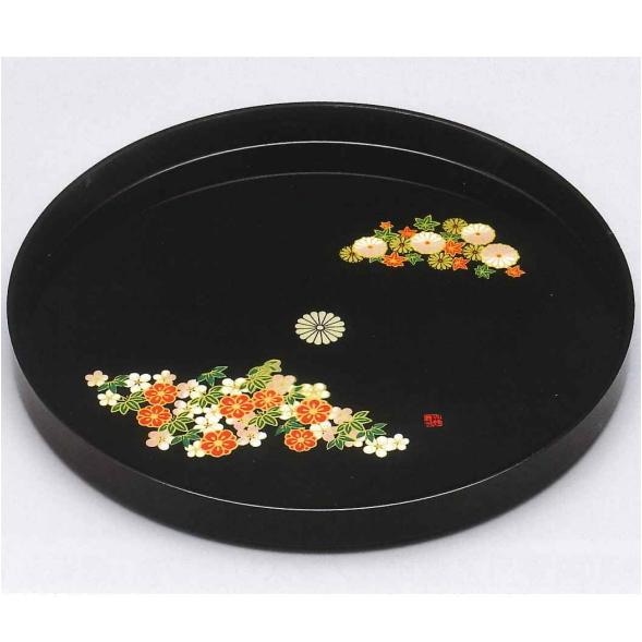 尺〇　丸盆　和み春秋　菊紋入<br>送料無料