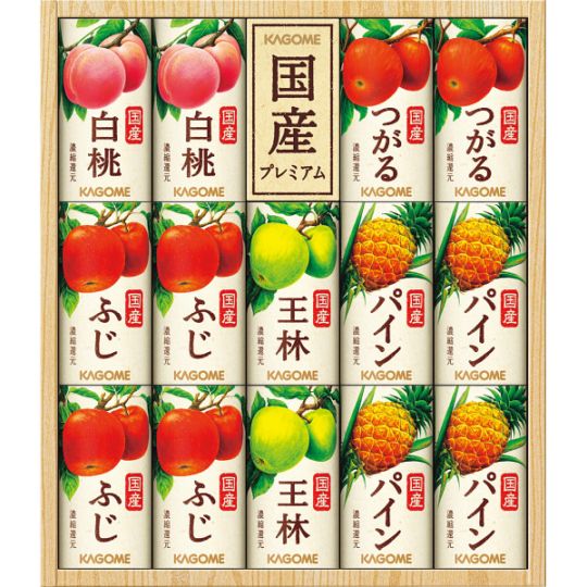 カゴメ　国産１００％フルーツジュースギフト １４本　KT-30Y　紙容器 、国産、日本、白桃、ふじ、王林、パイン、おいしい、フレッシュ、つがる、化粧箱入、ギフト、季節限定、ご挨拶