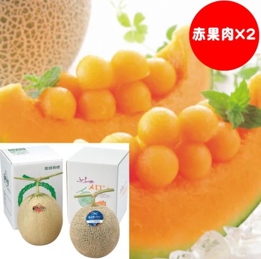 北海道産夕張メロン&北海道産富良野メロン食べ比べセット<br>送料無料<br>2026年7月上旬頃順次発送予定<br>メロン フルーツ 北海道 富良野メロン 夕張メロン