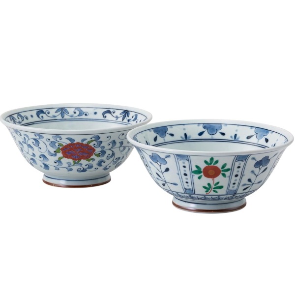 波佐見焼　染錦 軽量麺鉢ペア　31049　2個、