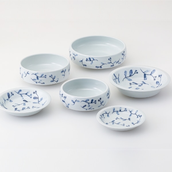 波佐見焼　藍花 入れ子皿鉢6個セット　31109　6個、