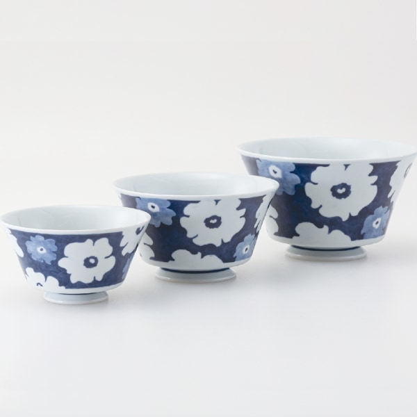 波佐見焼　藍花　入れ子丼3個セット　31103　3個、