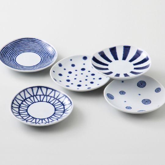 波佐見焼　藍玉　小皿揃　19925　5個、