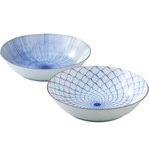 美濃焼　古染絵変り　軽量多用鉢ペア　19873　2個、