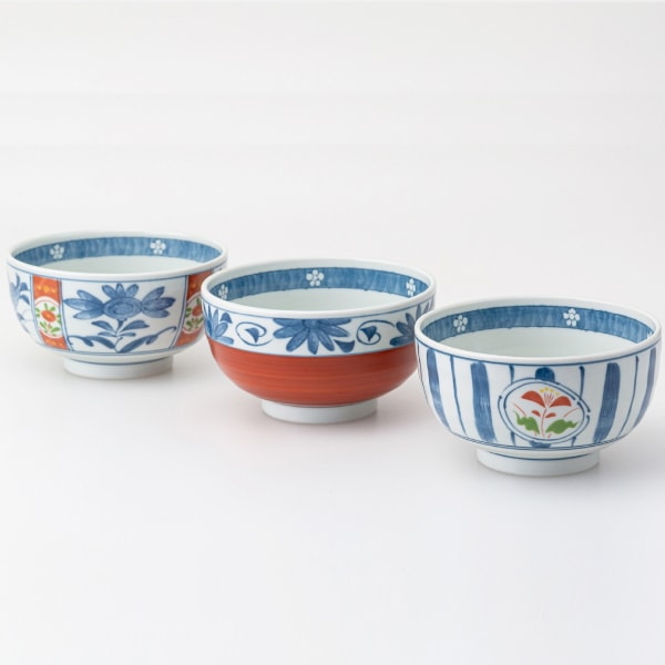 波佐見焼　錦絵変り 丼トリオ　31233　3個、