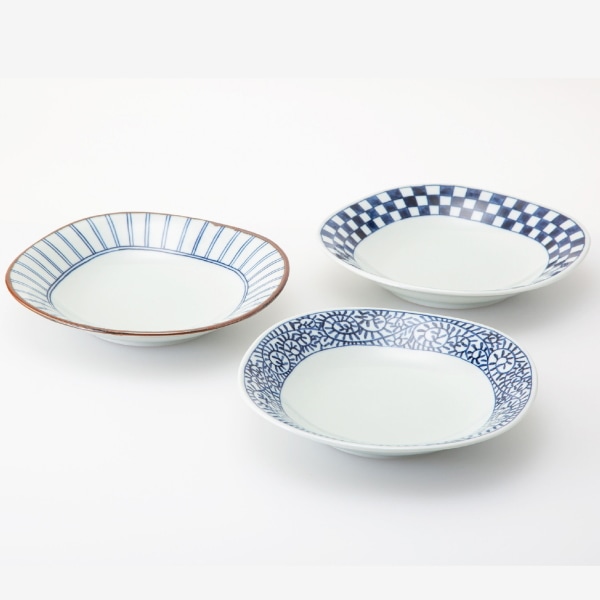 美濃焼　藍屋　多用皿トリオ　31065　3枚、