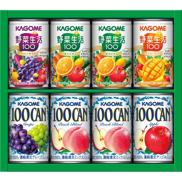 5%OFF！カゴメ　すこやかファミリーギフト　８本　KSR-10P　野菜、ベリー、マンゴー、ピーチブ、アップル、グレープ、化粧箱、記念品、景品、熨斗、包装、缶