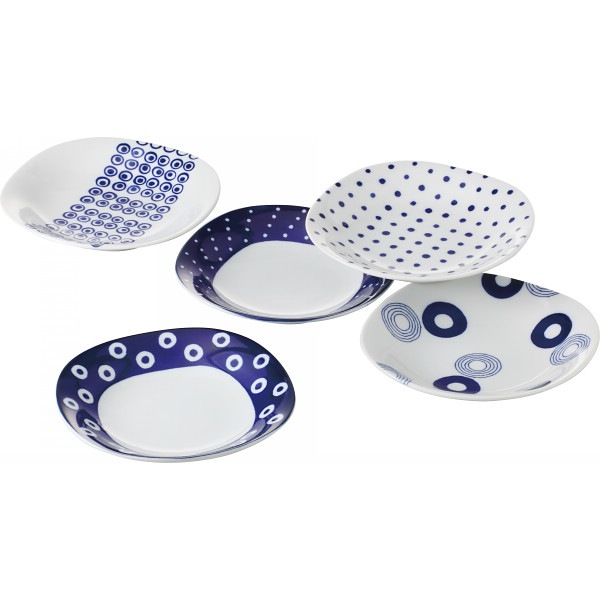 美濃焼 藍丸紋 パスタ&カレー揃 5枚、送料無料