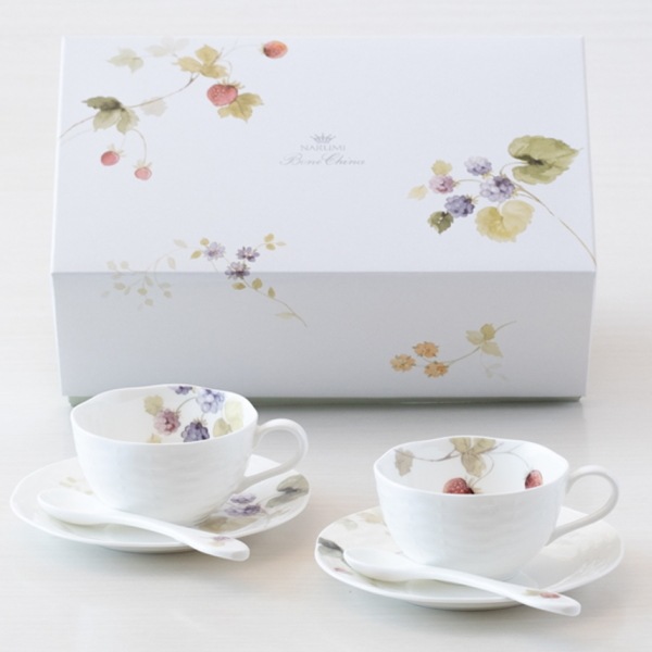 ナルミ・ルーシーガーデン スプーン付ティーコーヒー兼用カップ＆ソーサーセット　アソート