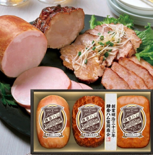 鎌倉ハム 富岡商会 ロースハム・焼豚・あらびきハム<br>　送料無料<br>　お届け指定日は11月18日以降となります