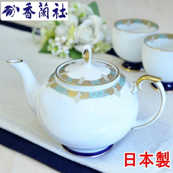 香蘭社<br>　渕葡萄地紋　ポット